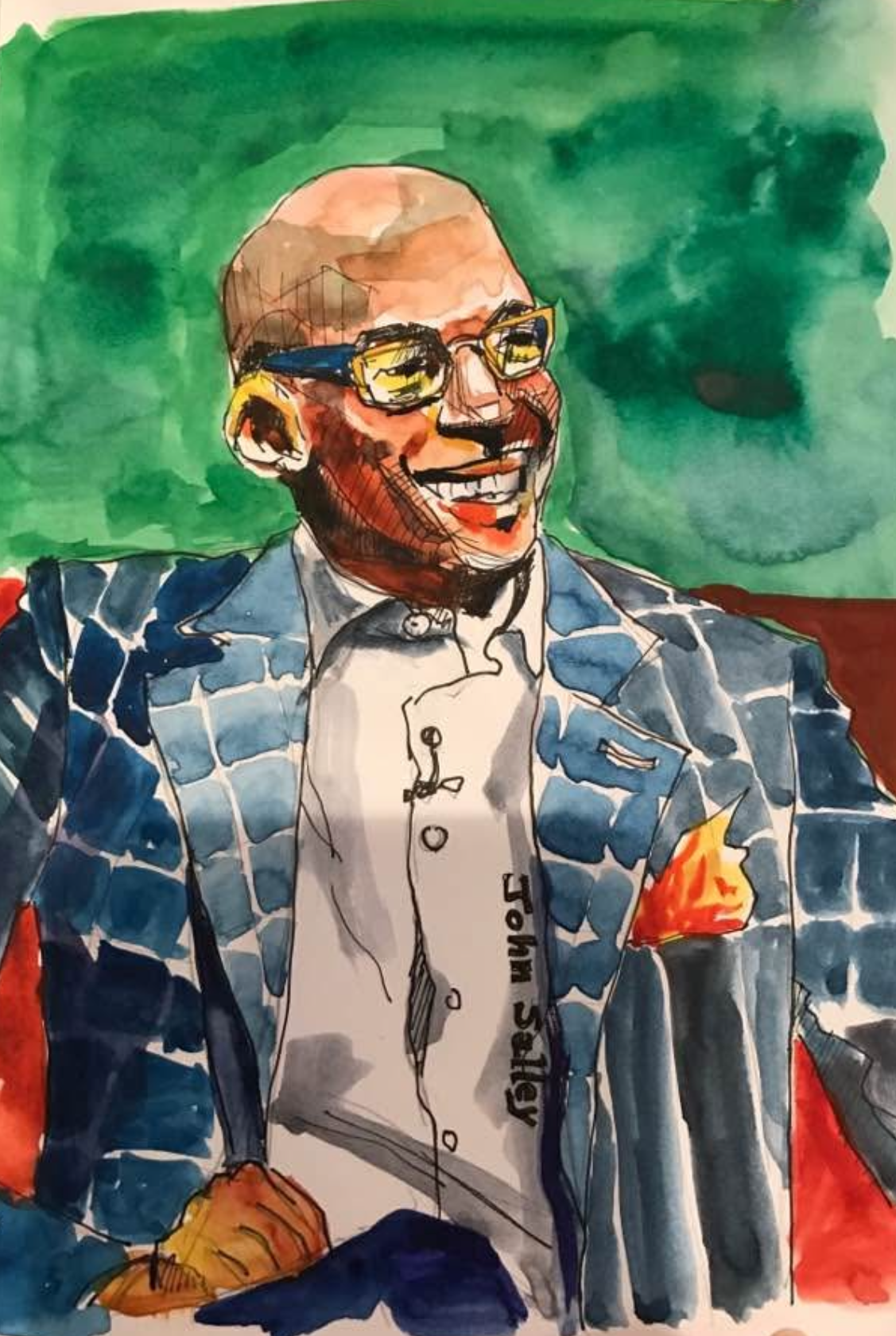 Watercolor portrait of John Salley
