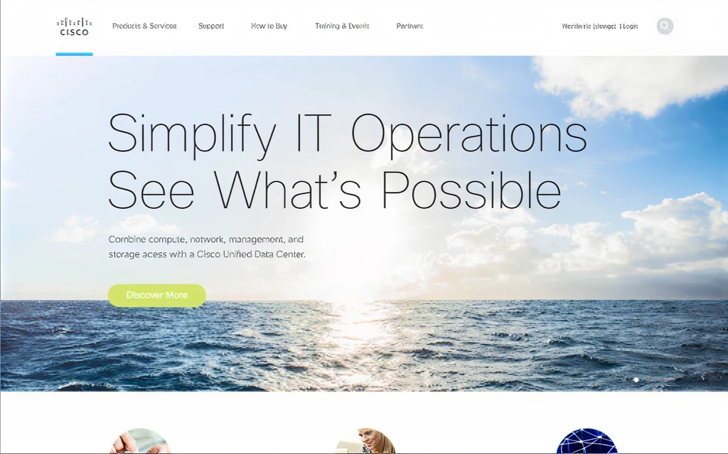 Cisco.com home page in the new marketing brand