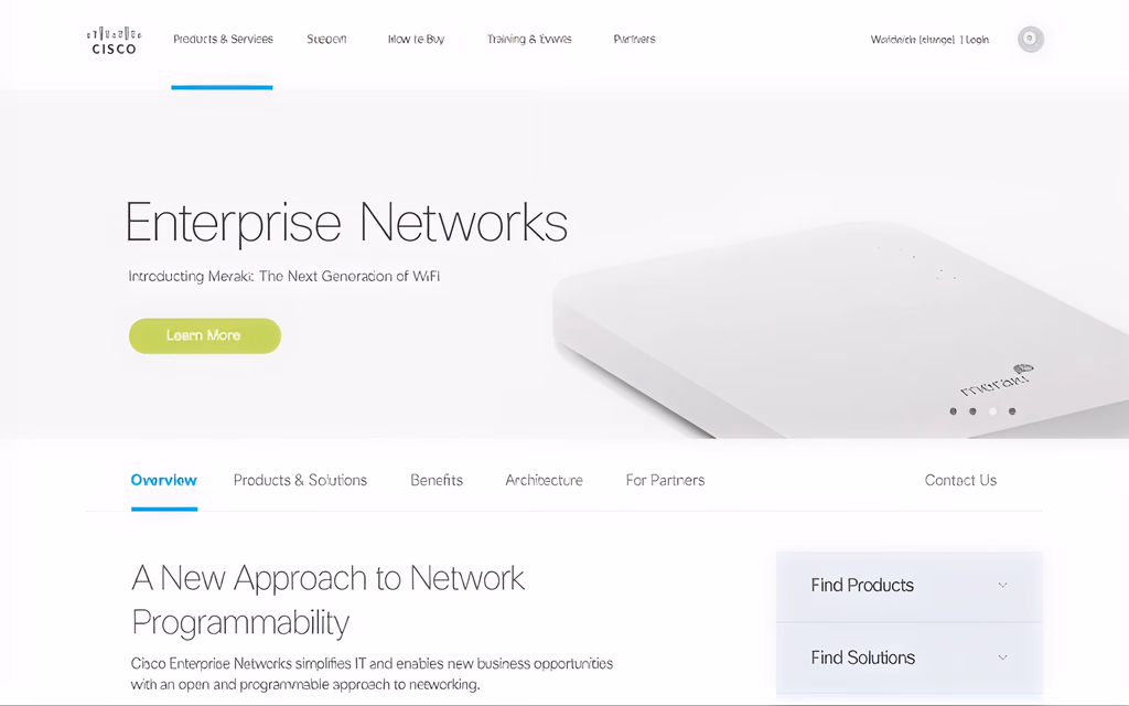 Cisco.com Enterprise Networks detail page