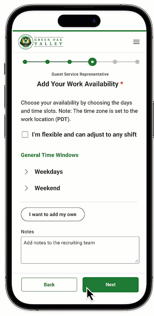 Final availability input on mobile